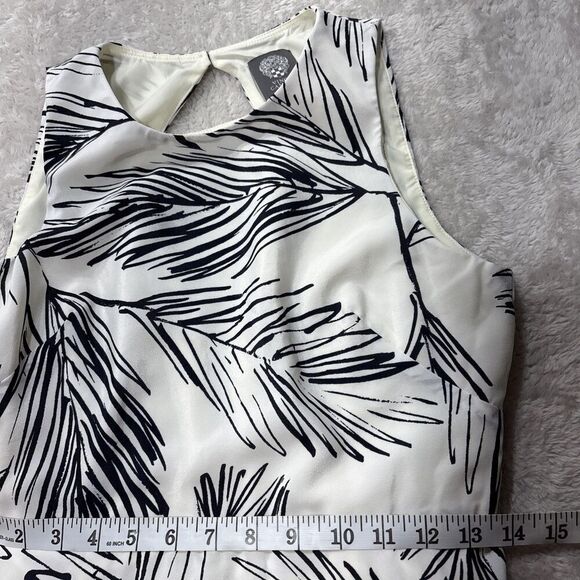 Vince Camuto High Low Dress Size 4 Navy Coral Tropical Shell Palm Print Resort - Picture 10 of 10